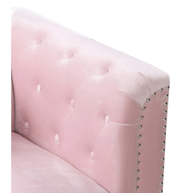 Pompano 83 in. Tufted Velvet Sectional with 2-Throw Pillow - 83L x 58W x 31H
