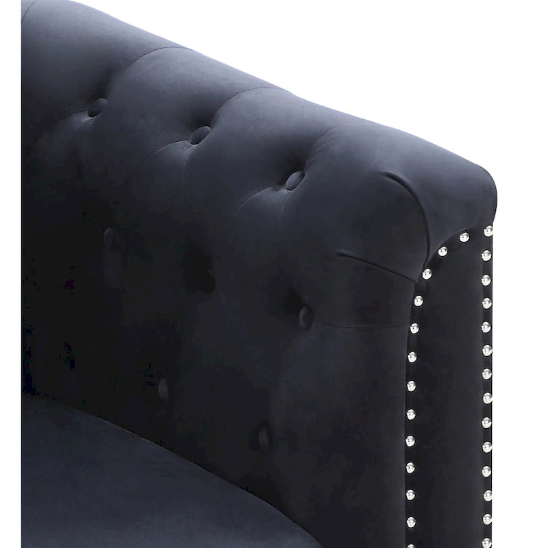 Pompano 83 in. Tufted Velvet Sectional with 2-Throw Pillow - 83L x 58W x 31H