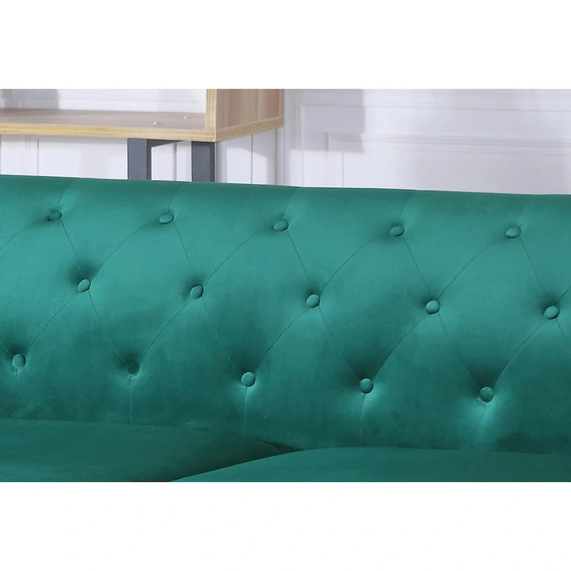 Pompano 83 in. Tufted Velvet Sectional with 2-Throw Pillow - 83L x 58W x 31H