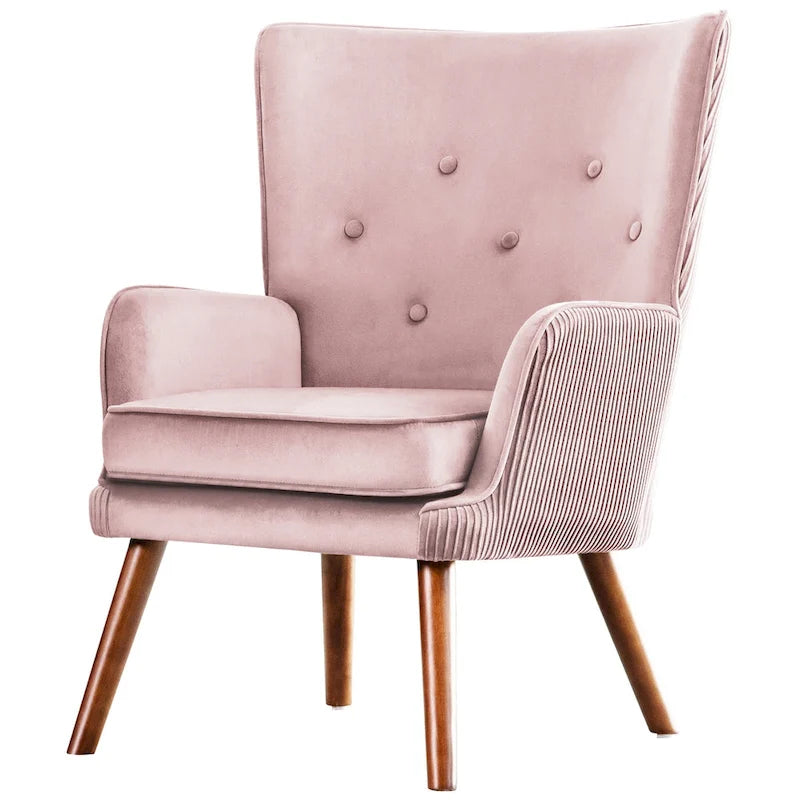 Modern Upholstered Velvet Wingback Accent Arm Chair, Set of 2 - 36.6 H x 28 W x 28.4 D