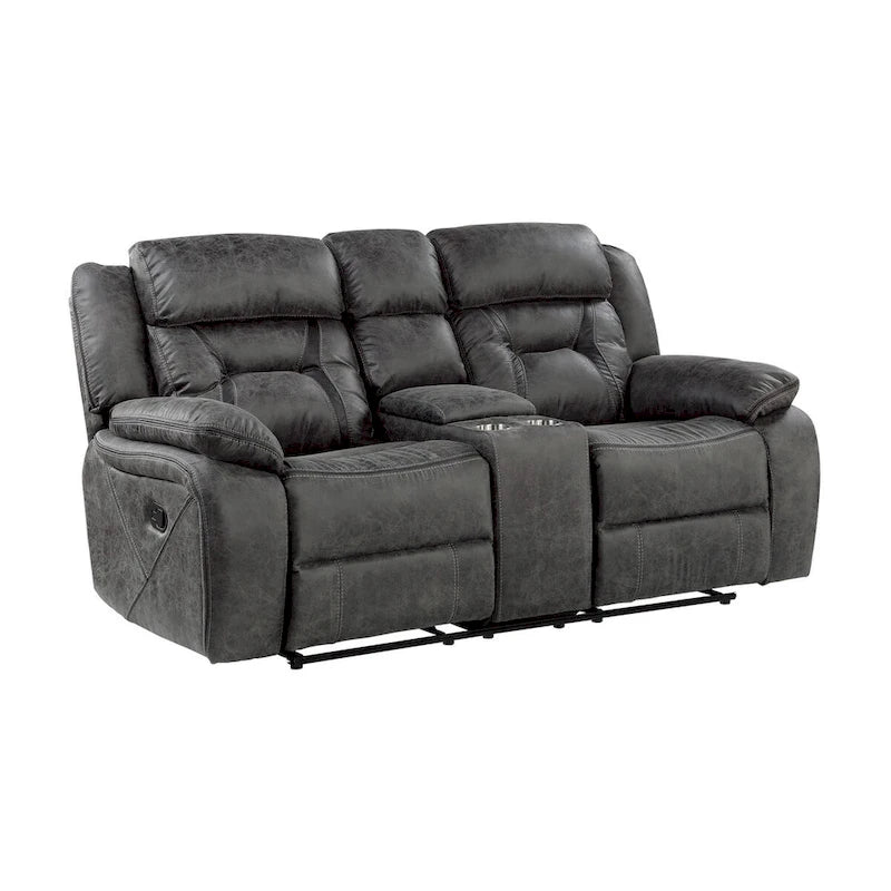 Amie Gray Microfiber Reclining Love Seat