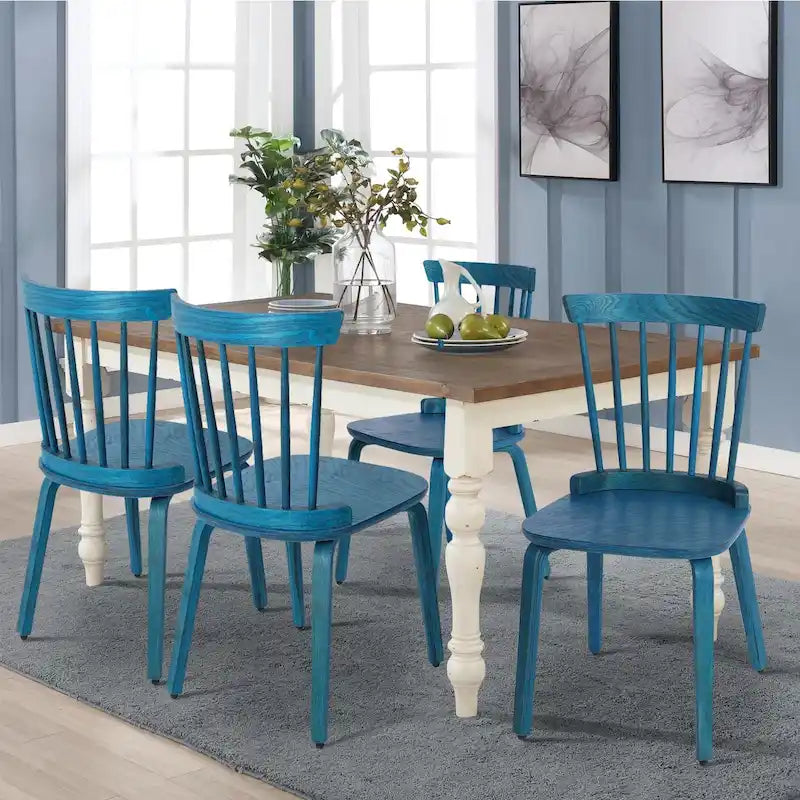 Solid Wood Slat Back Windsor Dining Chairs, Set of 2/4
