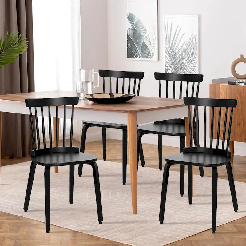 Solid Wood Slat Back Windsor Dining Chairs, Set of 2/4