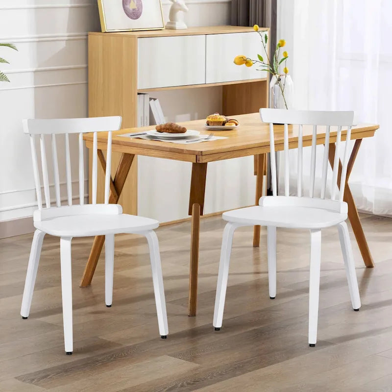 Solid Wood Slat Back Windsor Dining Chairs, Set of 2/4