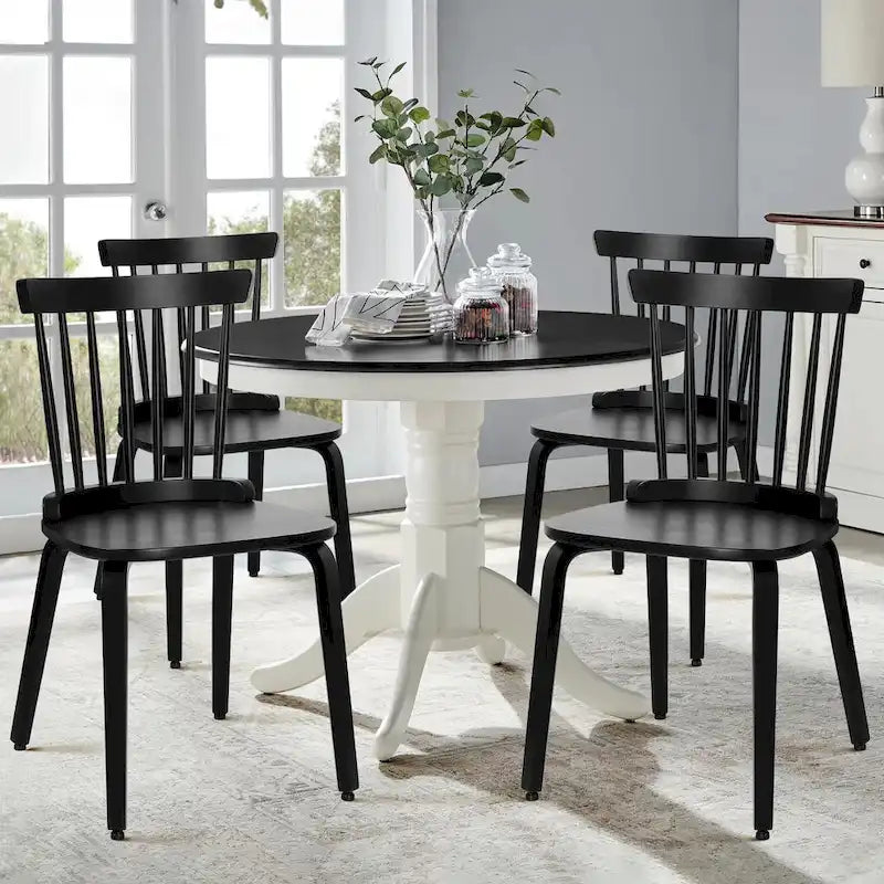 Solid Wood Slat Back Windsor Dining Chairs, Set of 2/4