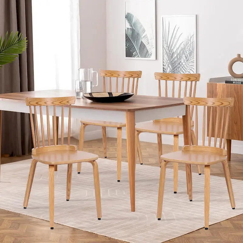 Solid Wood Slat Back Windsor Dining Chairs, Set of 2/4