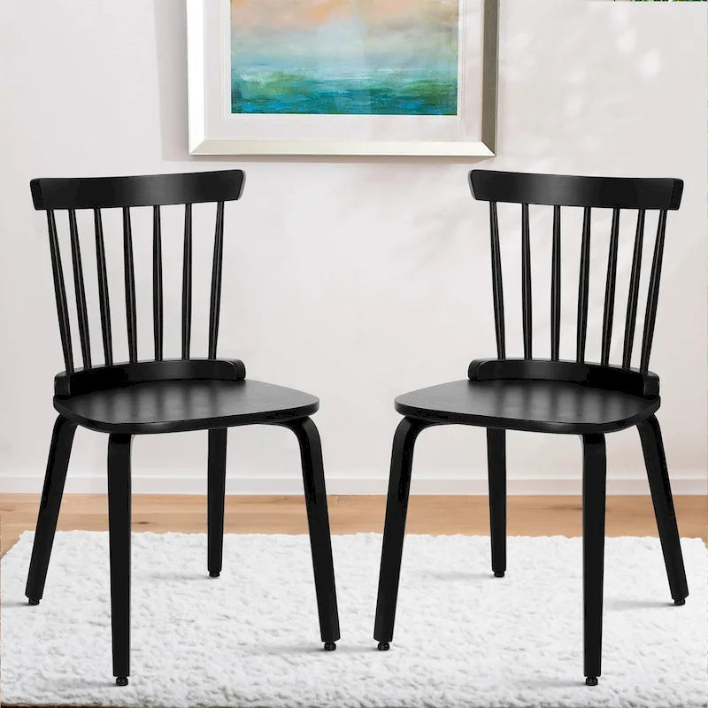 Solid Wood Slat Back Windsor Dining Chairs, Set of 2/4