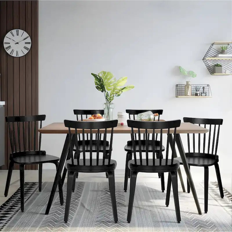 Solid Wood Slat Back Windsor Dining Chairs, Set of 2/4