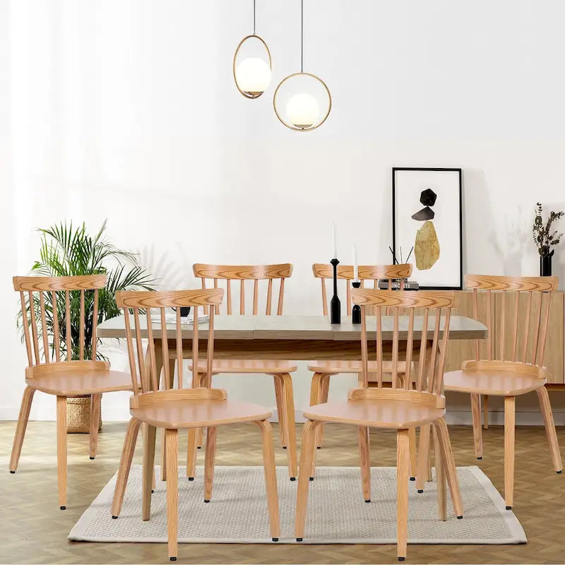 Solid Wood Slat Back Windsor Dining Chairs, Set of 2/4