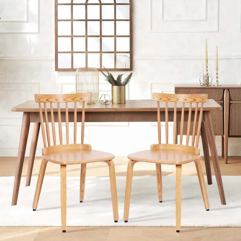 Solid Wood Slat Back Windsor Dining Chairs, Set of 2/4