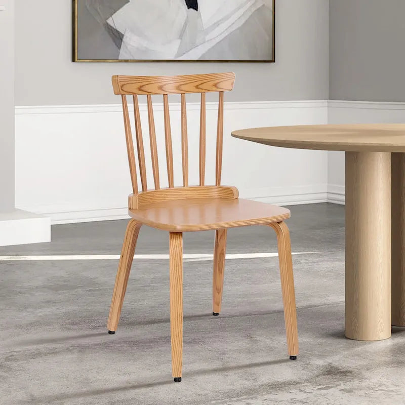 Solid Wood Slat Back Windsor Dining Chairs, Set of 2/4