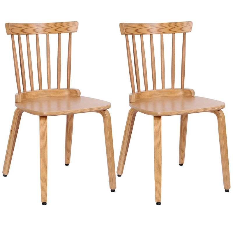 Solid Wood Slat Back Windsor Dining Chairs, Set of 2/4