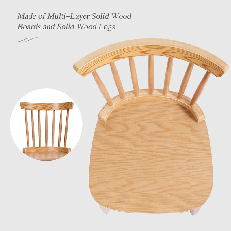 Solid Wood Slat Back Windsor Dining Chairs, Set of 2/4