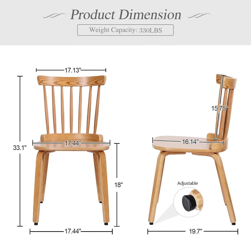 Solid Wood Slat Back Windsor Dining Chairs, Set of 2/4