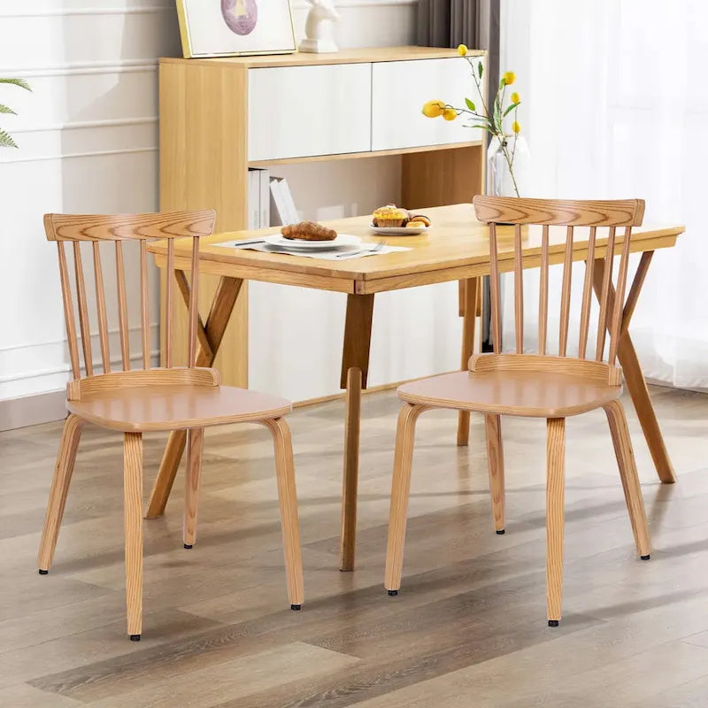 Solid Wood Slat Back Windsor Dining Chairs, Set of 2/4