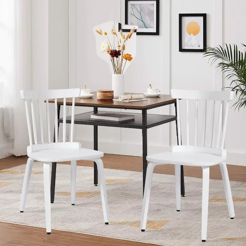 Solid Wood Slat Back Windsor Dining Chairs, Set of 2/4