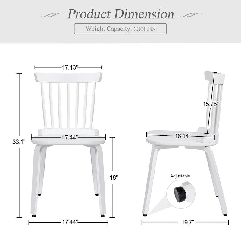 Solid Wood Slat Back Windsor Dining Chairs, Set of 2/4