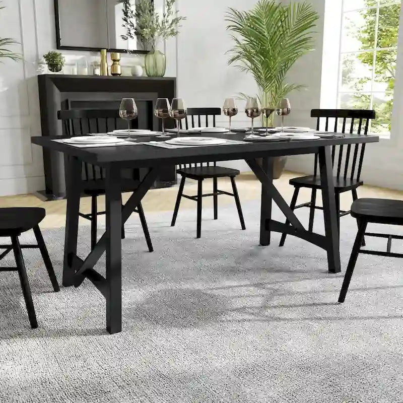 Solid Wood Commercial Grade Trestle Base Dining Table