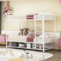 Metal Bunk Bed with Shelf and GuardrailsFull Over Full/Twin Over Twin