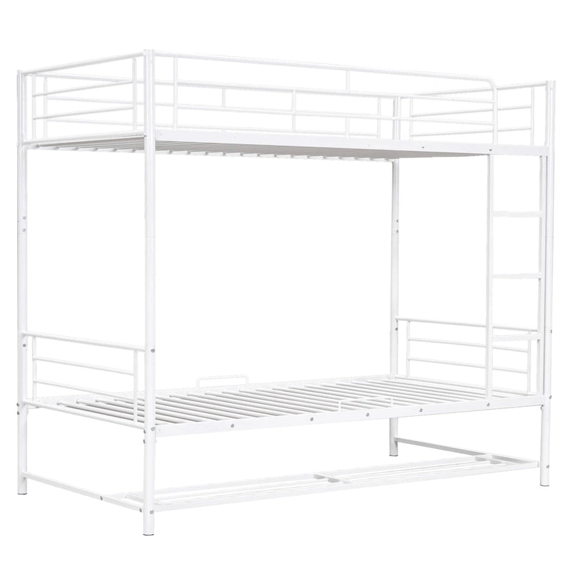 Metal Bunk Bed with Shelf and GuardrailsFull Over Full/Twin Over Twin