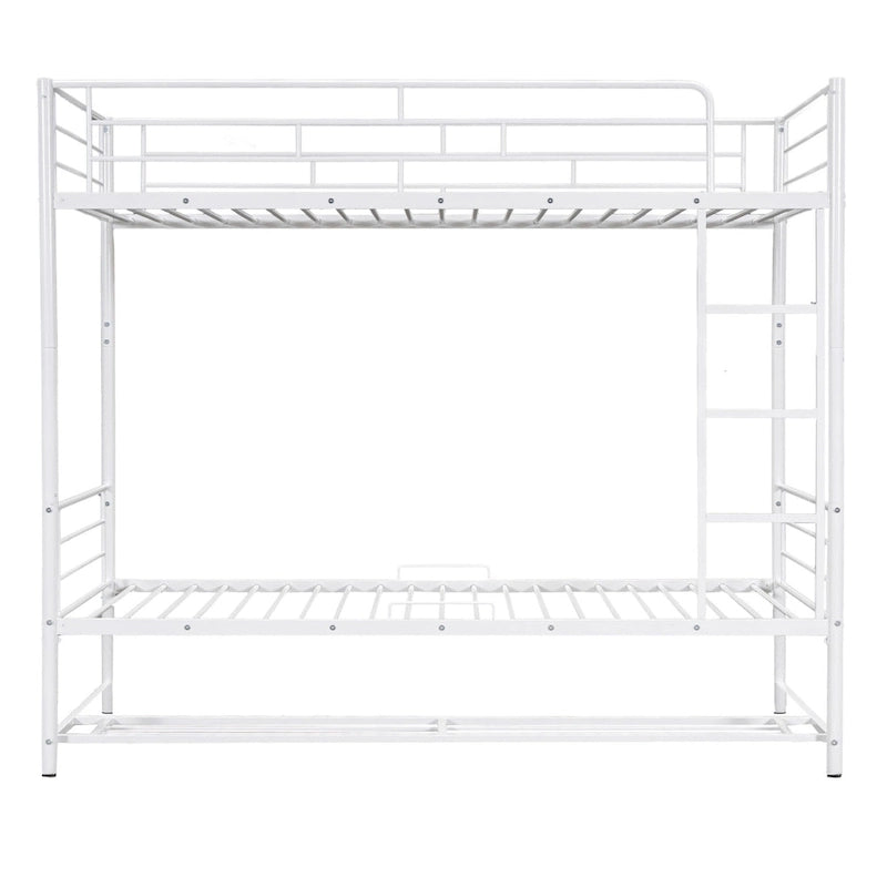 Metal Bunk Bed with Shelf and GuardrailsFull Over Full/Twin Over Twin