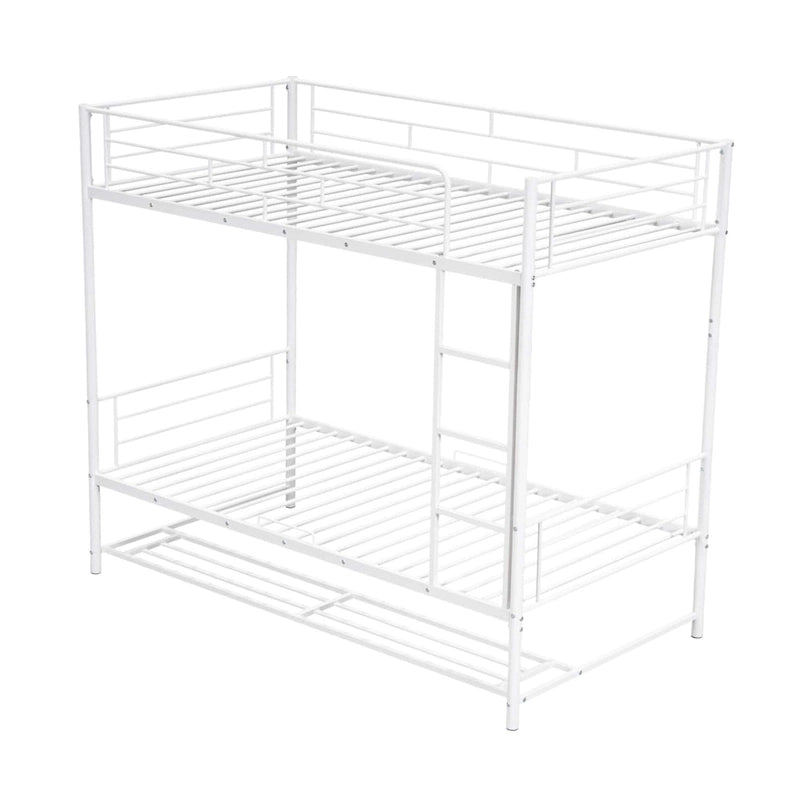 Metal Bunk Bed with Shelf and GuardrailsFull Over Full/Twin Over Twin