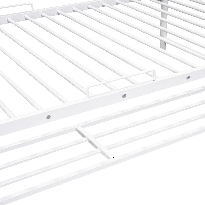Metal Bunk Bed with Shelf and GuardrailsFull Over Full/Twin Over Twin