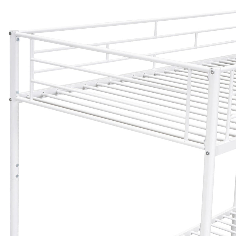 Metal Bunk Bed with Shelf and GuardrailsFull Over Full/Twin Over Twin