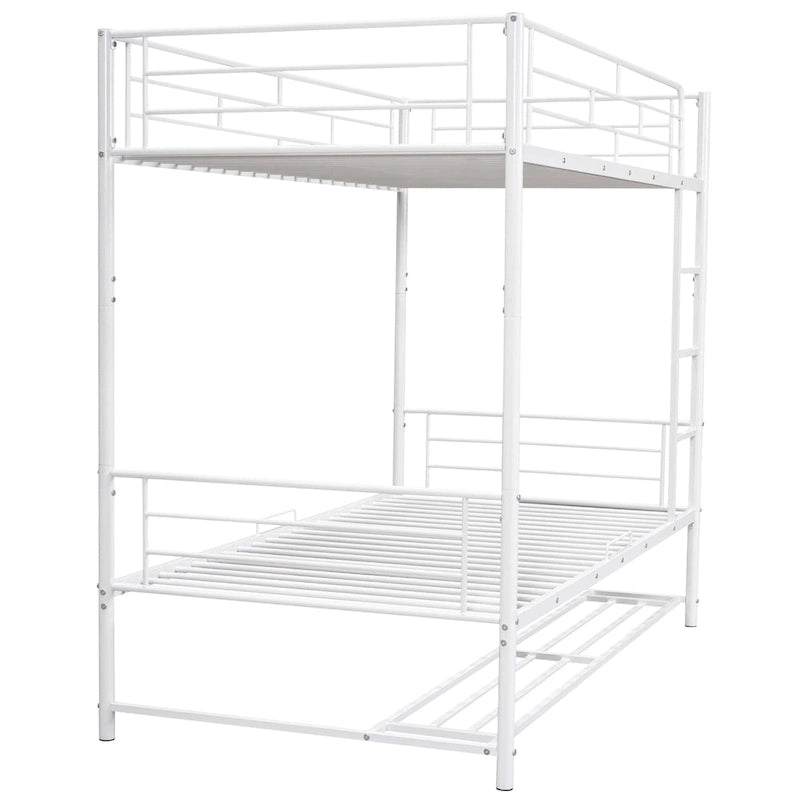 Metal Bunk Bed with Shelf and GuardrailsFull Over Full/Twin Over Twin
