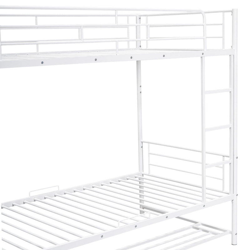 Metal Bunk Bed with Shelf and GuardrailsFull Over Full/Twin Over Twin