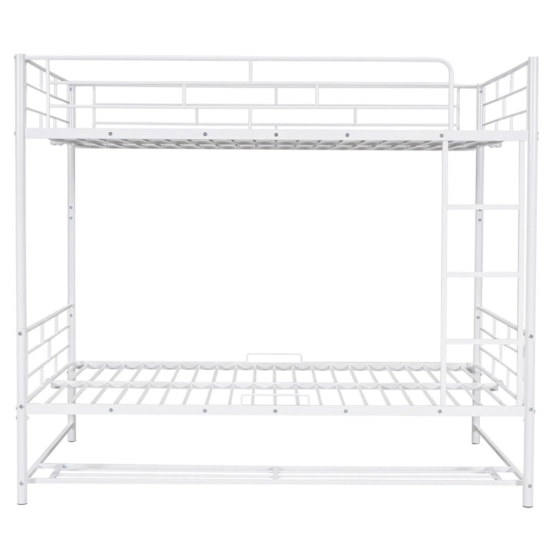Metal Bunk Bed with Shelf and GuardrailsFull Over Full/Twin Over Twin