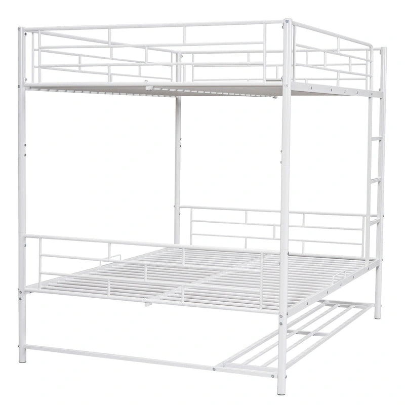 Metal Bunk Bed with Shelf and GuardrailsFull Over Full/Twin Over Twin