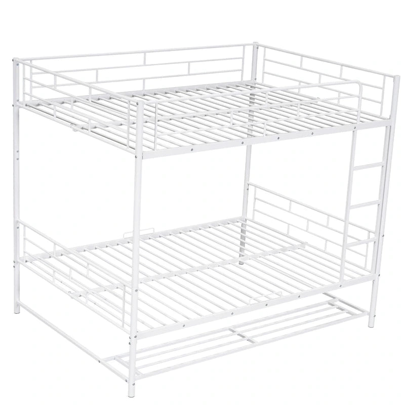 Metal Bunk Bed with Shelf and GuardrailsFull Over Full/Twin Over Twin