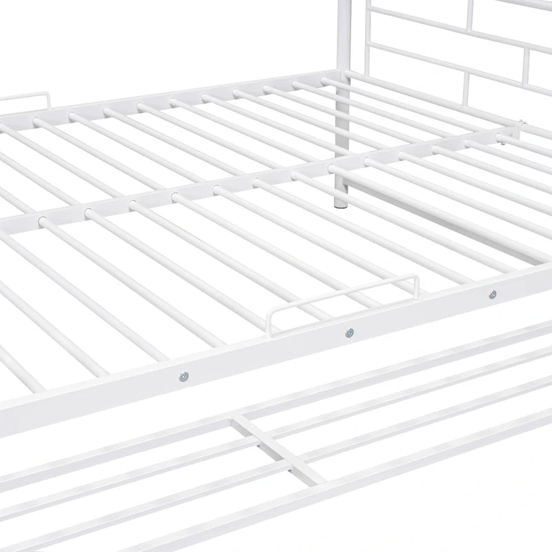 Metal Bunk Bed with Shelf and GuardrailsFull Over Full/Twin Over Twin