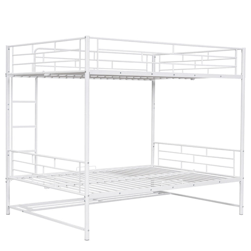 Metal Bunk Bed with Shelf and GuardrailsFull Over Full/Twin Over Twin