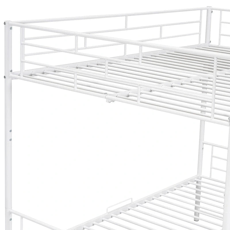 Metal Bunk Bed with Shelf and GuardrailsFull Over Full/Twin Over Twin