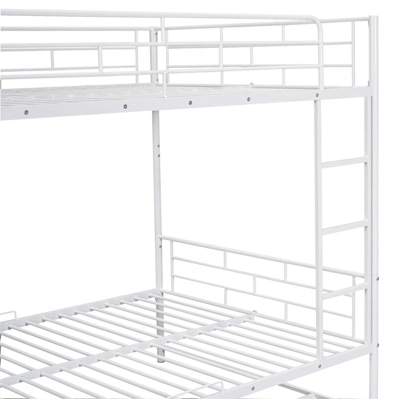 Metal Bunk Bed with Shelf and GuardrailsFull Over Full/Twin Over Twin