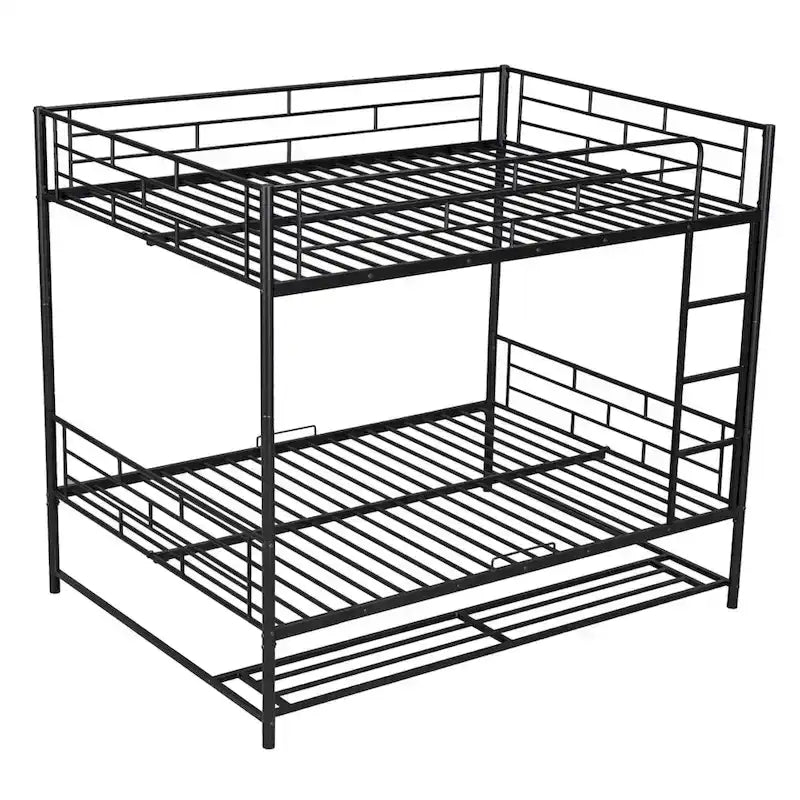 Metal Bunk Bed with Shelf and GuardrailsFull Over Full/Twin Over Twin