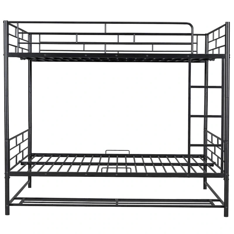 Metal Bunk Bed with Shelf and GuardrailsFull Over Full/Twin Over Twin