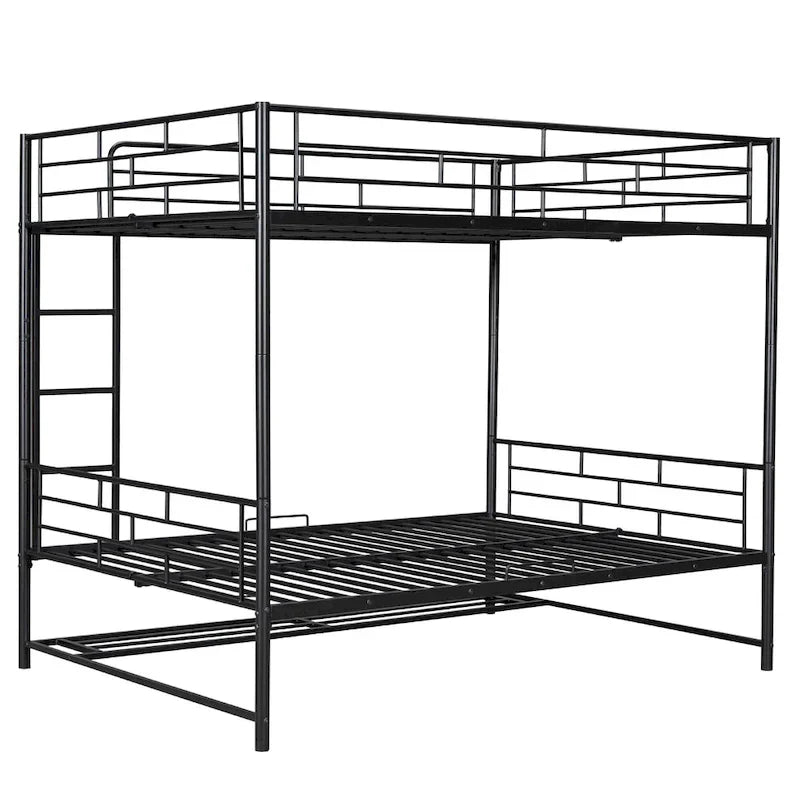 Metal Bunk Bed with Shelf and GuardrailsFull Over Full/Twin Over Twin