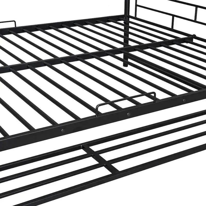 Metal Bunk Bed with Shelf and GuardrailsFull Over Full/Twin Over Twin