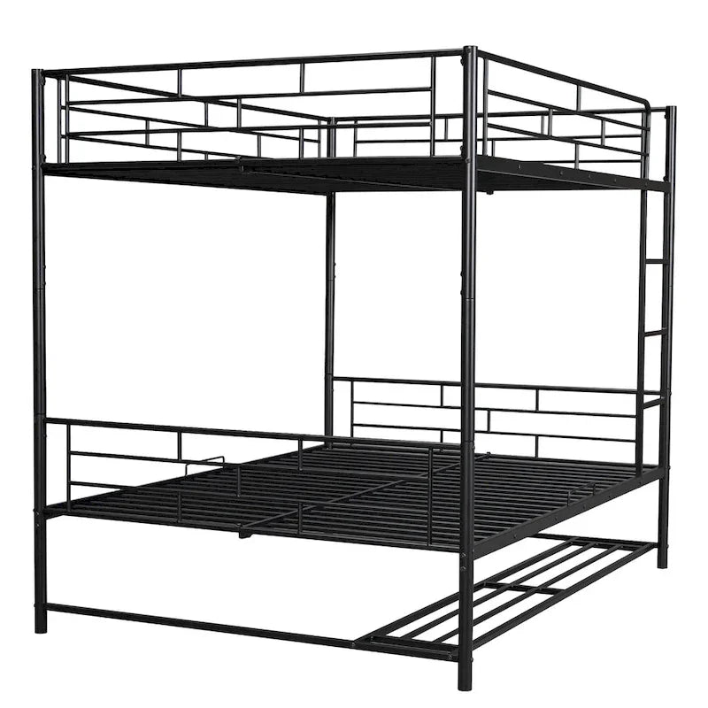Metal Bunk Bed with Shelf and GuardrailsFull Over Full/Twin Over Twin
