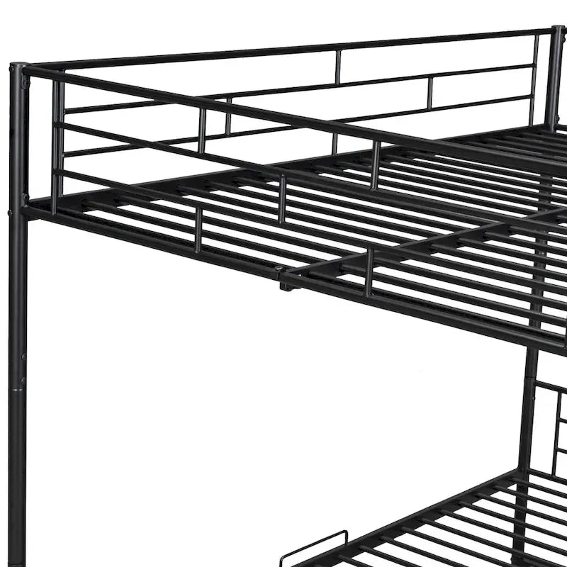 Metal Bunk Bed with Shelf and GuardrailsFull Over Full/Twin Over Twin
