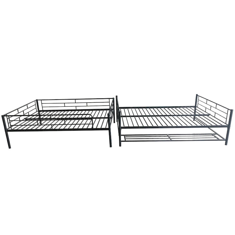 Metal Bunk Bed with Shelf and GuardrailsFull Over Full/Twin Over Twin