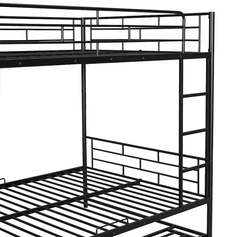 Metal Bunk Bed with Shelf and GuardrailsFull Over Full/Twin Over Twin