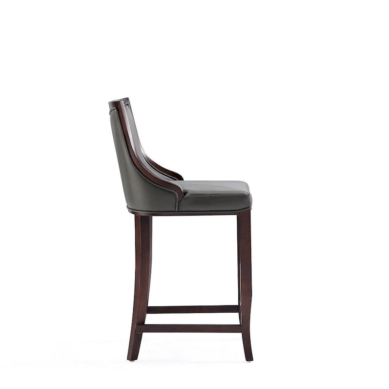 Manhattan Comfort Emperor 41 in. Walnut Beech Wood Bar Stool (Set of 3)