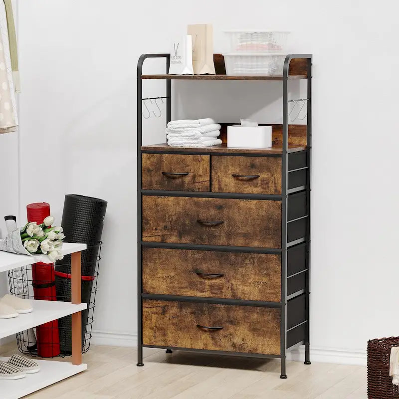 5 Drawers Dresser for Bedroom with Shelf