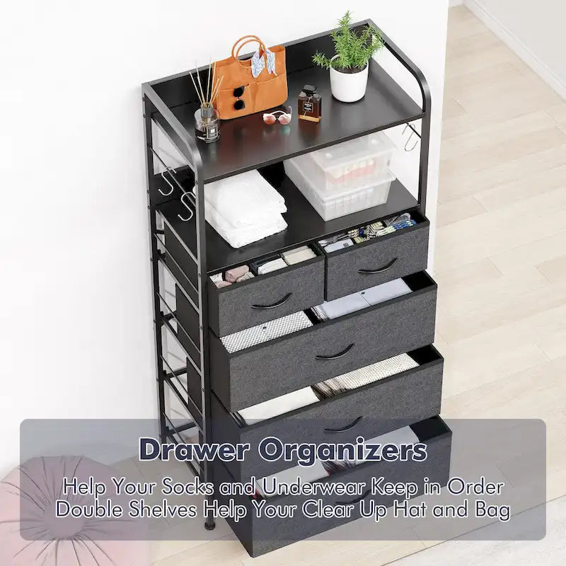 5 Drawers Dresser for Bedroom with Shelf