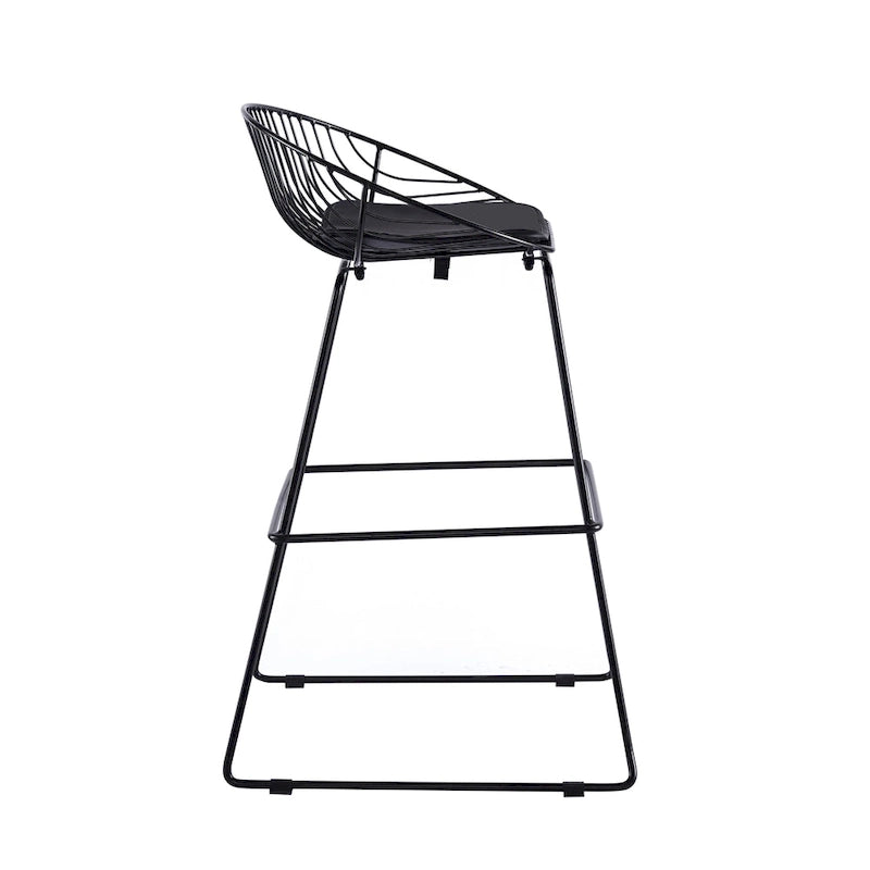 Porthos Home Aven Iron Wire Bar Stools with PU Leather Seat Pad, Set of 2