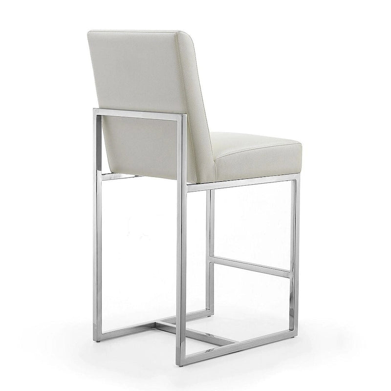 Manhattan Comfort Element 37.2 in. Chrome Stainless Steel Counter Height Bar Stool